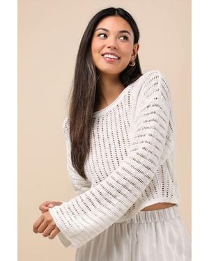Lulus Minna Open Knit Dolman Sleeve Jumper - Natural