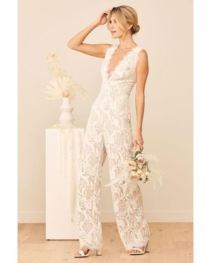 Lulus Enamored With You Lace Wide-Leg Jumpsuit - Natural