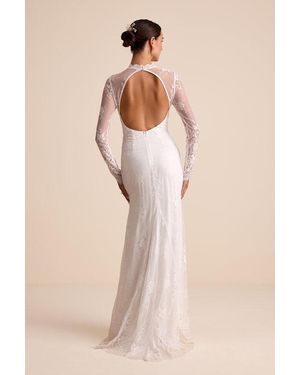 Lulus Laveau Lace Bustier Backless Mermaid Maxi Dress - Natural