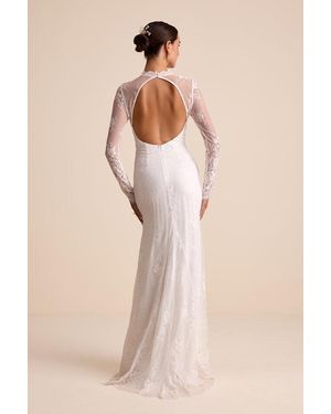 Lulus Laveau Lace Bustier Backless Mermaid Maxi Dress - Natural