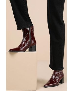 Vagabond Shoemakers Giselle Cherry Patent Leather Pointed-Toe Ankle Boots - Red
