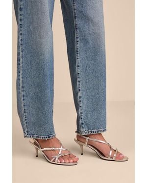 Lulus Sara Strappy Slingback High Heel Sandals - Blue