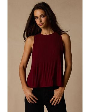 Lulus Eleanor Lace Pleated Tank Top - Red