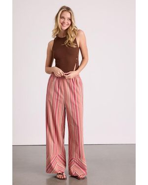 Lulus Docia Striped Cotton Wide-Leg Pants - Pink