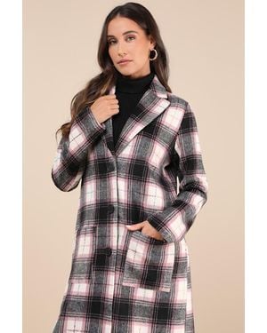 Lulus Posh Weather And Plaid Collared Peacoat - Natural