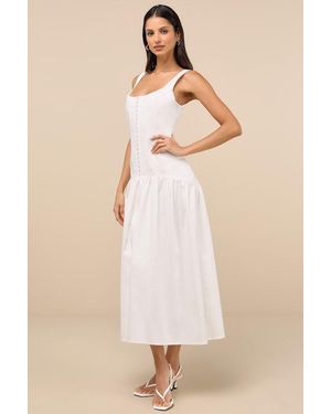 Lulus Kyla Drop Waist Midi Dress - White