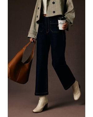 Just Black Halston Dark Wash Denim Wide-Leg High-Rise Jeans - Blue