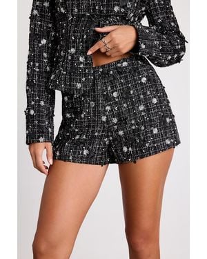 Lulus Marcie Tweed Lurex Sequin Applique Shorts - Black