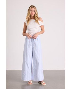 Lulus Brisa Striped Cuffed Wide-Leg Trousers - White