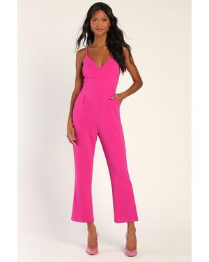 Lulus Signature Cutie V-Neck Sleeveless Jumpsuit - Pink