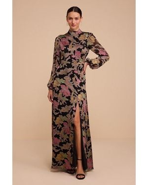 Lulus Ines Floral Long Sleeve Maxi Dress - Natural