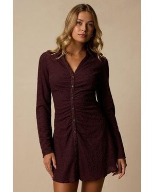 Lulus Marcella Jacquard Button-Front Mini Dress - Brown