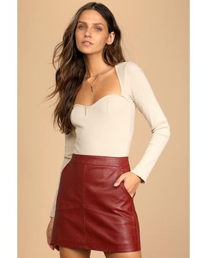 Lulus Harley Vegan Leather Mini Skirt - Red