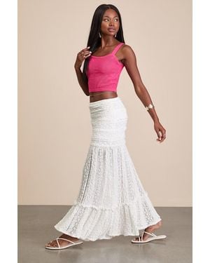 Lulus Rochelle Sheer Textured Knit Maxi Skirt - Pink