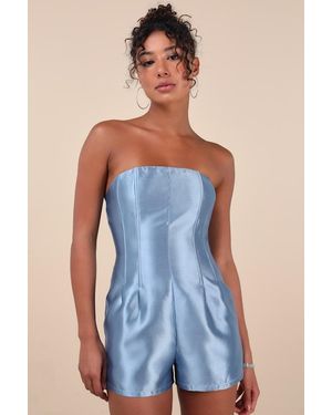 Lulus Dayvon Strapless Romper - Blue