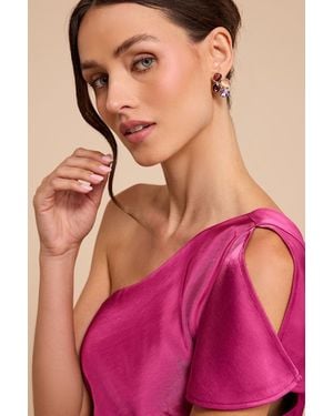 Lulus Naya Multi Rhinestone Statement Earrings - Pink
