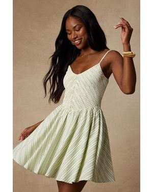 Lulus Sandy And Striped Skater Mini Dress - Natural