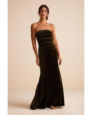 Lulus Maren Velvet Strapless Mermaid Maxi Dress - Black