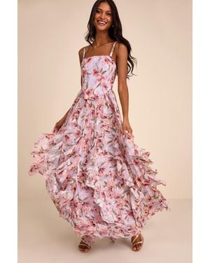 Lulus Hensley Multi Floral Bustier Maxi Dress - Pink