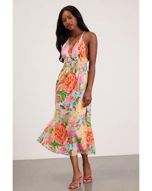 Lulus Layne Multi Floral Backless Midi Dress - Pink
