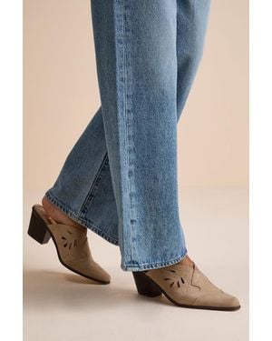 Lulus Armina Suede Western Mule Pumps - Blue