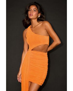 Lulus Neila One-Shoulder Cutout Sash Mini Dress - Orange