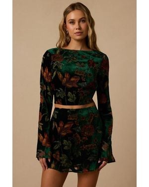 Lulus Talaria Velvet Burnout High-Rise Mini Skirt - Black