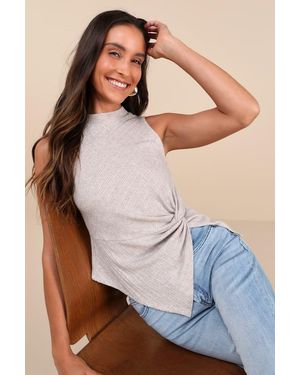 Lulus Trendy Minimalist Light Ribbed Knotted Tank Top - Multicolour