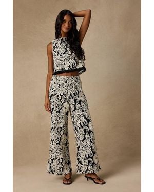 Lulus Yucca Floral Embroidered Two-Piece Jumpsuit - Blue