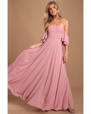 Lulus Abbington Dusty Off-The-Shoulder Maxi Dress - Pink