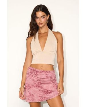 Lulus Brianny Rose Print Mini Skirt - Red