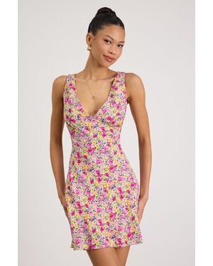 Lulus Vanessa Multi Floral Sleeveless Mini Dress - Pink