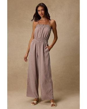 Lulus Dylan Gingham Wide-Leg Jumpsuit - Pink