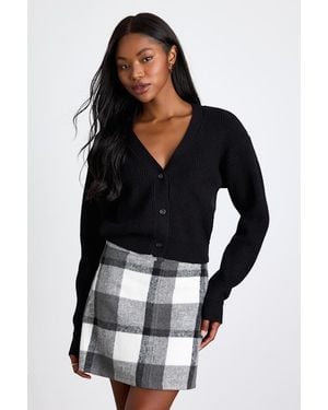 Lulus Mad For Plaid And Plaid Mini Skirt - Black