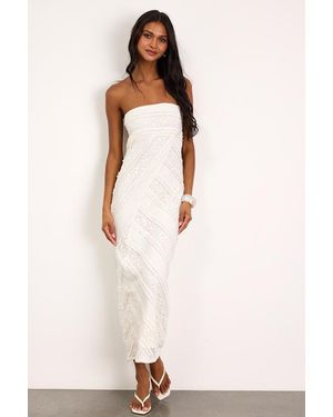 Lulus Jasleen Cream Lace Column Midi Dress - Pink