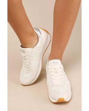 Keds Rena Egret And Cream Floral Lace Lace-Up Trainers - Natural