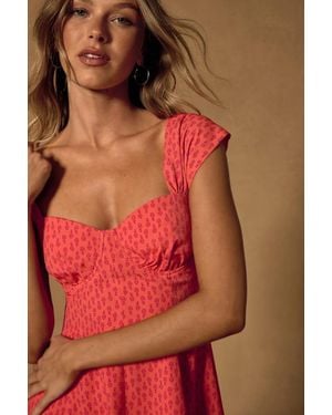 Lulus Filicia Ditsy Floral Cap Sleeve Mini Dress - Red