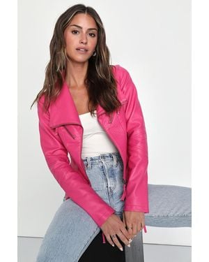 Lulus Up On A Tuesday Vegan Leather Jacket - Pink