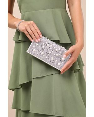 Betsey Johnson Flap Sparkler Rhinestone Pearl Crossbody Clutch - Green