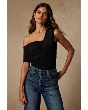 Lulus Rainey Jersey Knit Asymmetrical Bodysuit - Blue