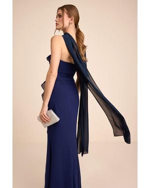 Lulus Neave Chiffon Sash Scarf - Blue