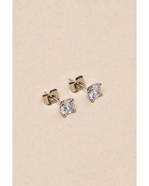 Lulus Zelphi 14Kt Rhinestone Stud Earrings - Natural