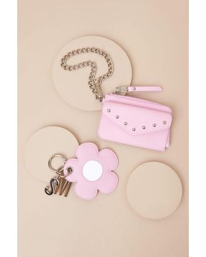 Steve Madden Bloom Wallet And Flower Mirror Charm Set - Pink