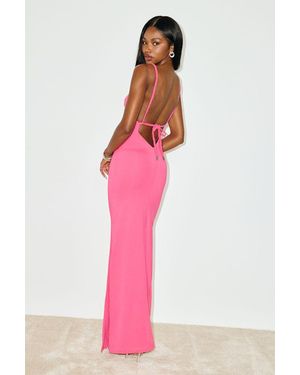 Lulus Dynasty Slinky Knit Backless Maxi Dress - Red