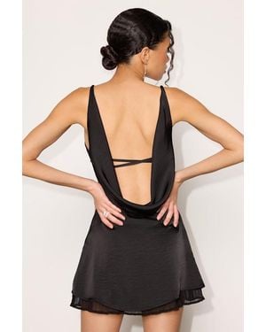 Lulus Dandria Satin Cowl Back Mini Dress - Black