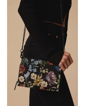 Betsey Johnson Tapestry Floral Crossbody Handbag - Black