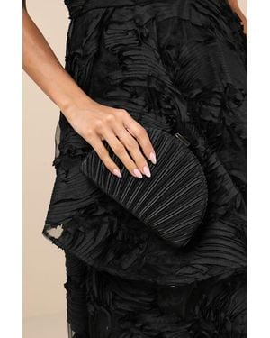 Lulus Pleat Perfection Satin Pleated Hard Clutch - Black