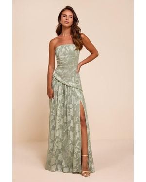 Lulus Allison Sage Floral Burnout Drop Waist Maxi Dress - Natural