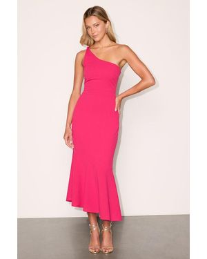Lulus Bianca One-Shoulder Trumpet Midi Dress - Pink