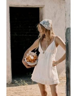 Lulus Lelina Tie-Front Babydoll Mini Dress - Natural